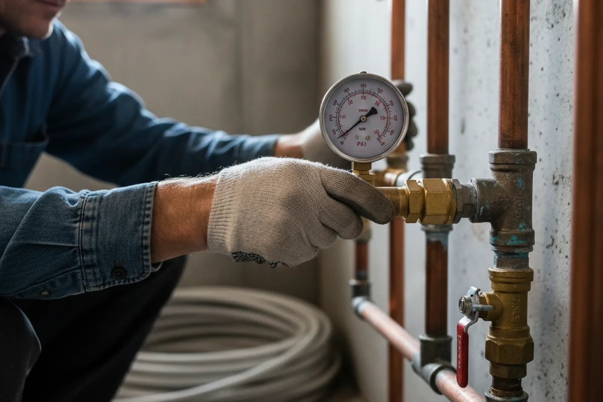 Pressure testing a repaired line during Water Line Repair in Newburgh